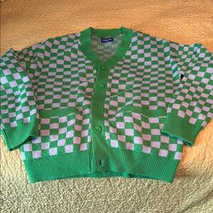 Vibrant Checkered Cardigan